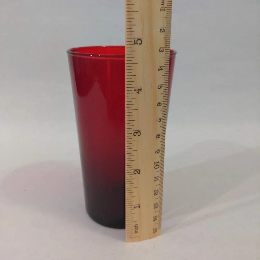 Vintage MCM Anchor Hocking Royal Ruby Red Glass Tumblers 12 oz Set of 4